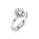 Gabriano Margaret 4 tırnaklı tektaş yüzük; GIA-HRD sertifikalı oval pırlanta ve beyaz altın montürün üstten görünüşü